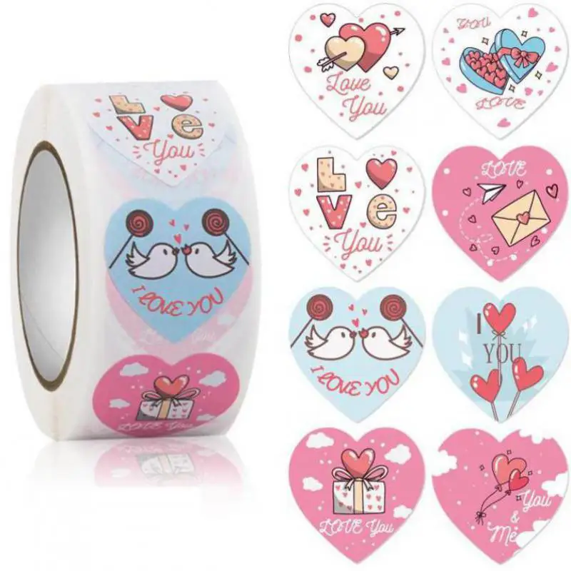 

500pcs Heart-Shaped Love Decorative Sticker Heart Labels for Valentine's Day, Anniversaries, Scrapbook, Party Favor Supplies