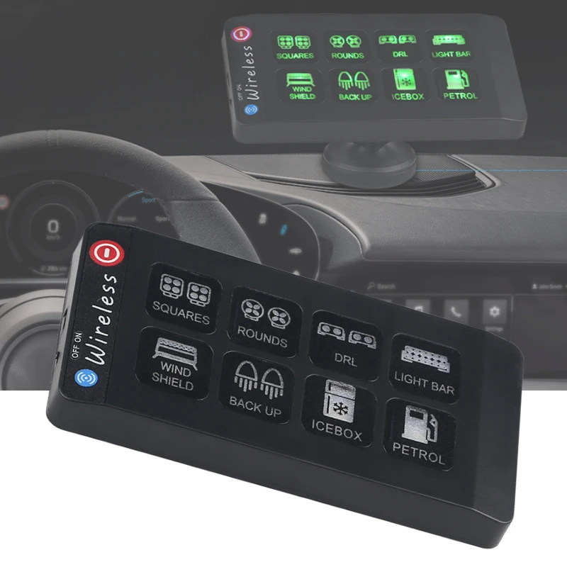 

1pc 8 Gang Wireless Source Control Switch Panel With APP Wireless Control Box Circuit Control Relay System For Car Truck Boat RV