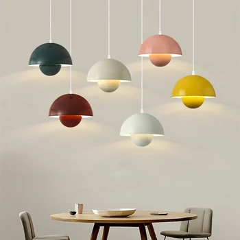 현대 반원형 펜던트 조명, 북유럽 컬러 레스토랑 걸이식 천장 램프, 덴마크 실내 거실 바 LED 펜던트 램프
