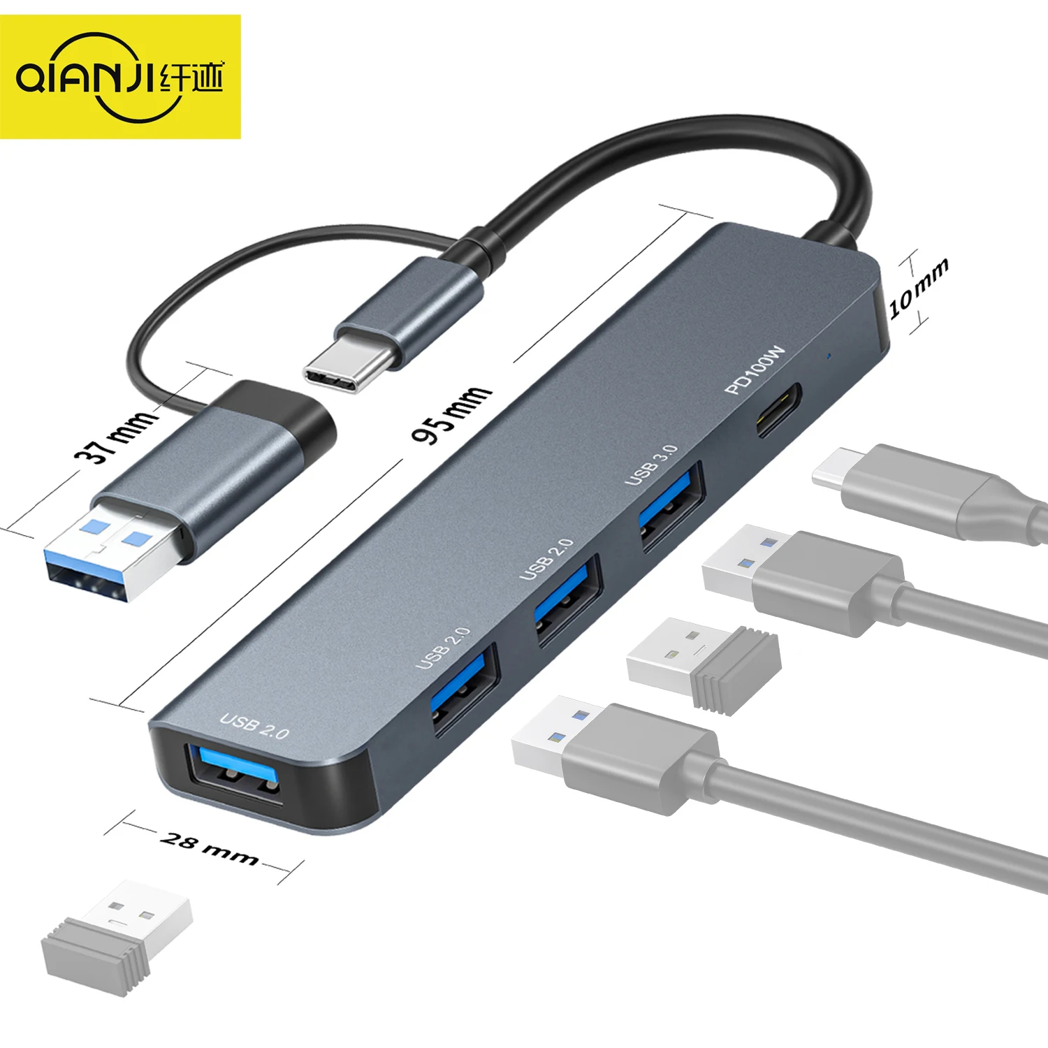 Док-станция Hybid 2 в 1, USB 100 PD Вт, USB