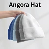 Fluffy Angora Hat Rabbit Fur Warm Winter hat For Womans Cashmere Wool Soft Beanies Blue Knitted Hat Outdoor Ski Female 1