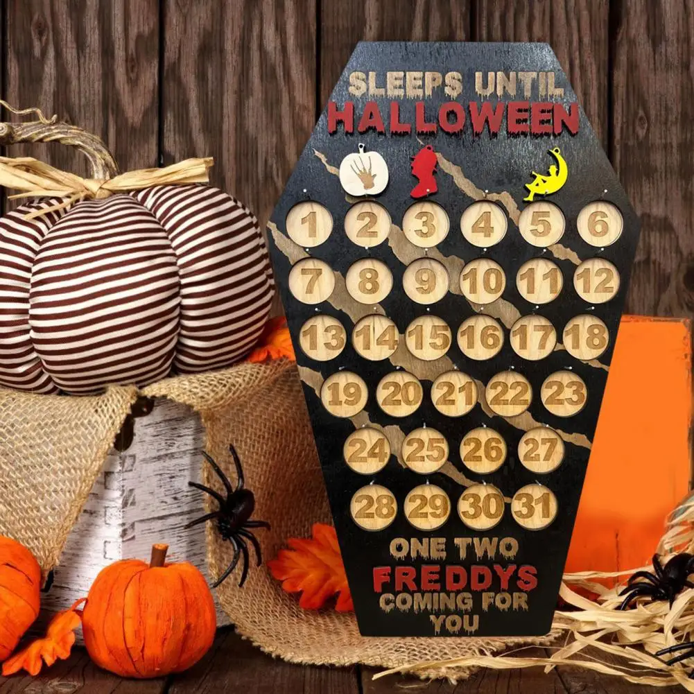 Halloween Countdown Calendar 31 Days Solid Wood Reusable Home Decoration Happy Halloween Advent Calendar Party Supplies calligraphy brushes pen holder chicken wing wood pen hanging stand 12 needles wenge brush pen rest retro calligraphy supplies