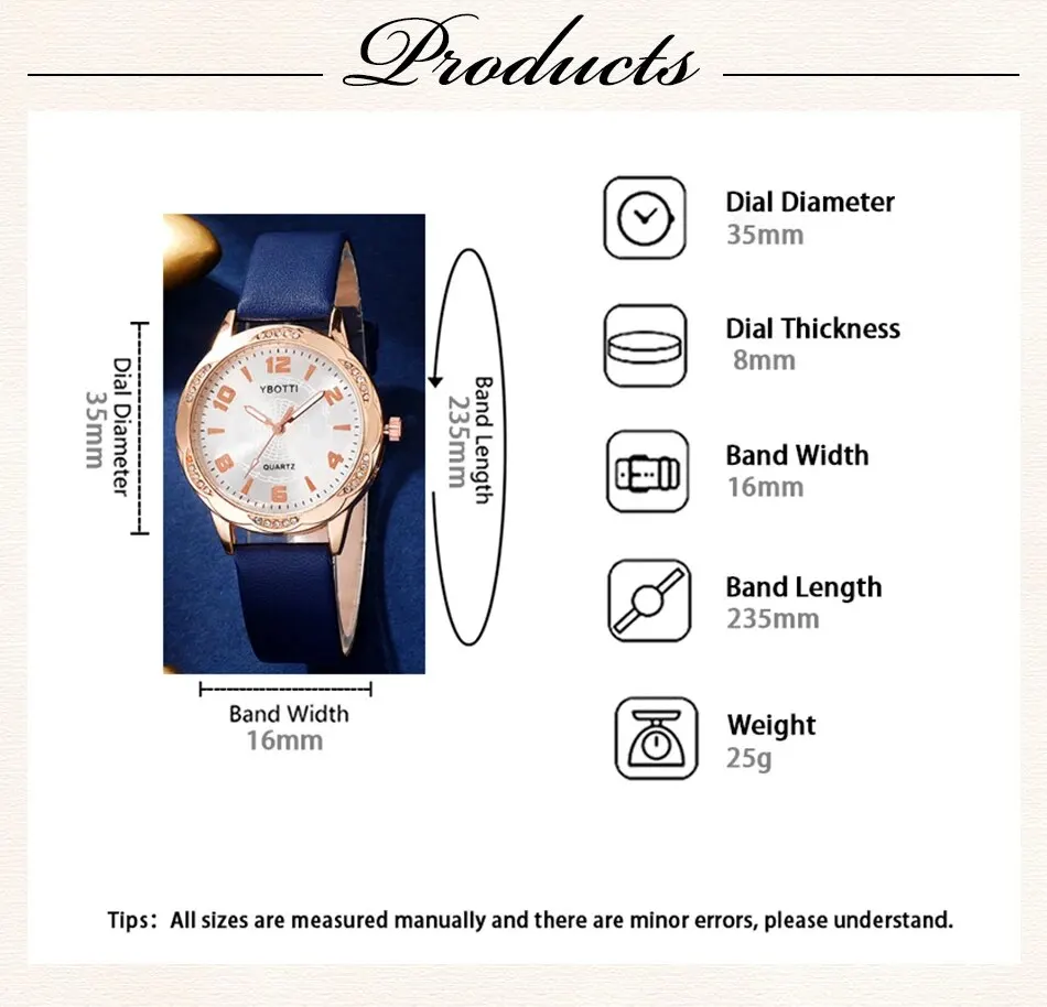 S00621673242546e8a77593d5f746c82eP Women's Fashion Quartz Watch Female Clock Blue Leather Band Luxury Brand Design Women Watches Simple Ladies Dress Wrist Watch Mallzona