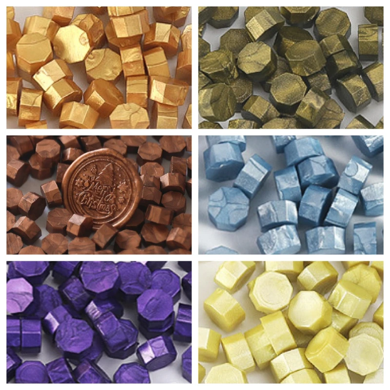 500G Di Particelle Di Cera Laccata Perlescente Monocromatica Grani Di Cera Ottagonali Conto Manuale Fai Da Te Strumento Di Sigillatura Scrapbooking
