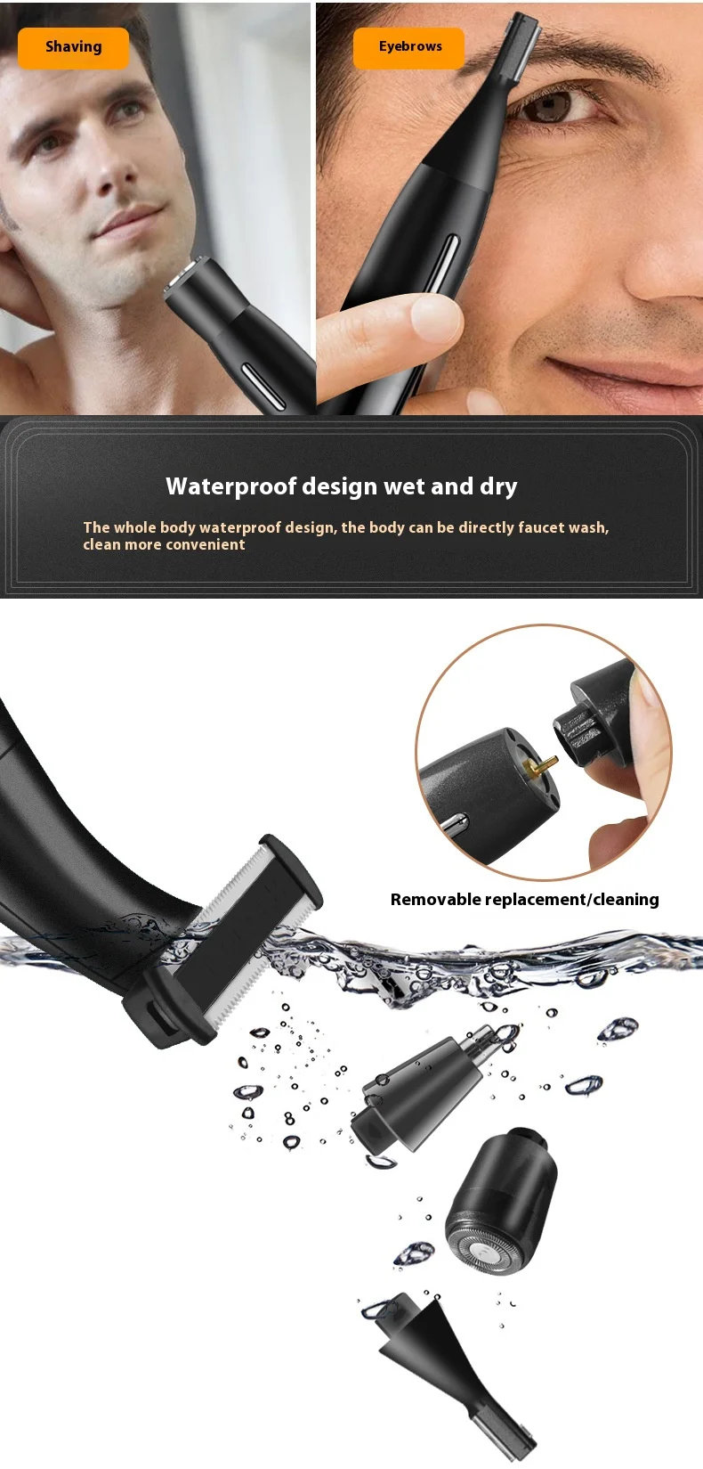4in1 electric shaver Intimate Areas Haircut Precision Shaver Men Bikini Line Sensitive Razor Balls Eggs Pubic HairShavingTrimmer 6