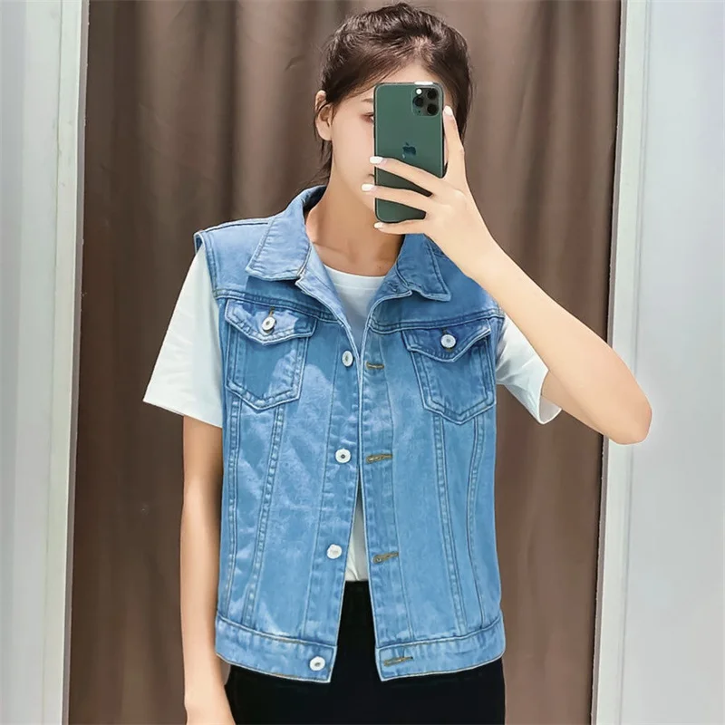 Denim Vests Women Spring Summer Casual Sleeveless Cowboy Jacket Loose Oversize Jean Waistcoats Womens Outwear Chaleco Mujer 6XL