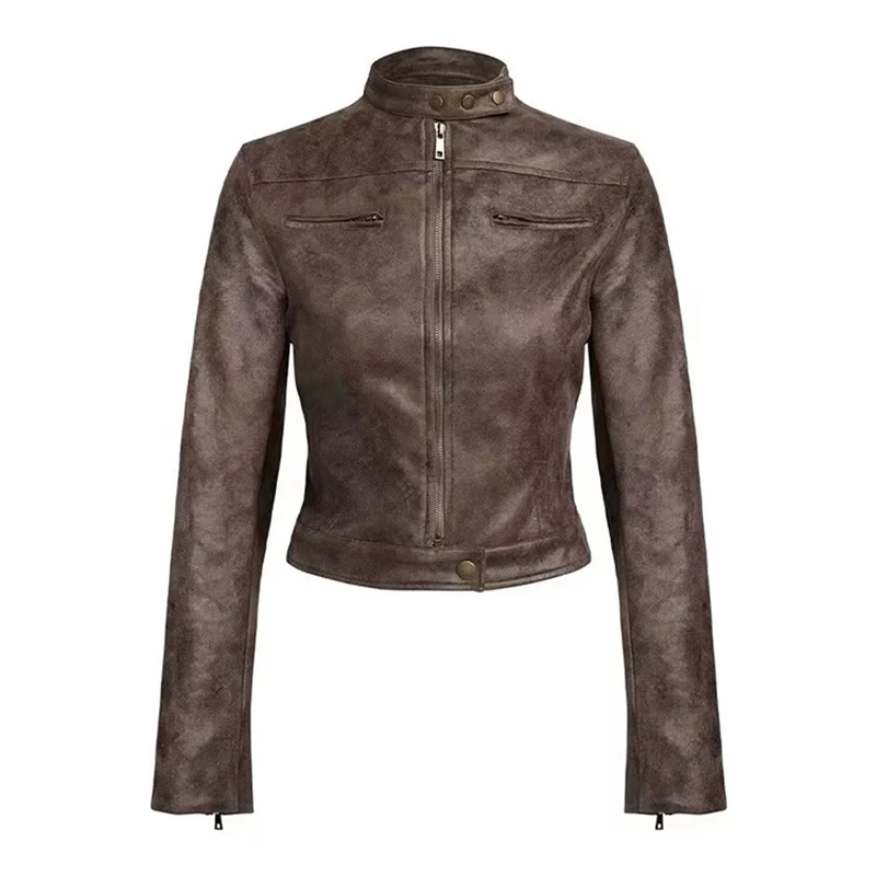 

Осенне-зимнее новое пальто, мотоциклетная куртка с длинным рукавом, короткое пальто, винтажная облегающая верхняя одежда, замшевая куртка в стиле бойфренда, пальто