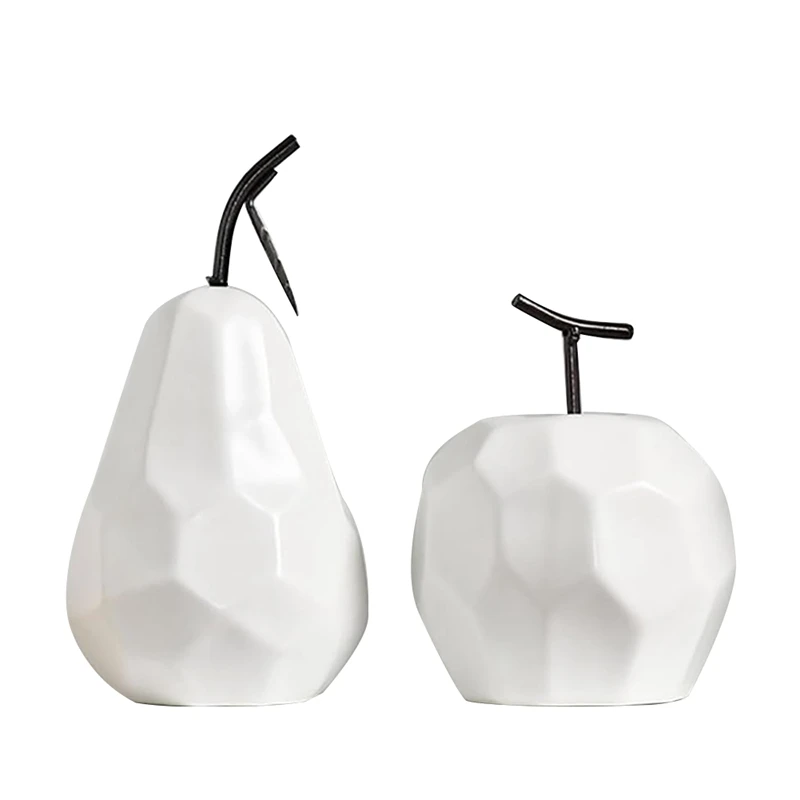

White Ceramic Fruits Statue Minimalist Modern Fruit Sculpture Ornaments For Bookshelf Home Wedding Party Durable Easy Install