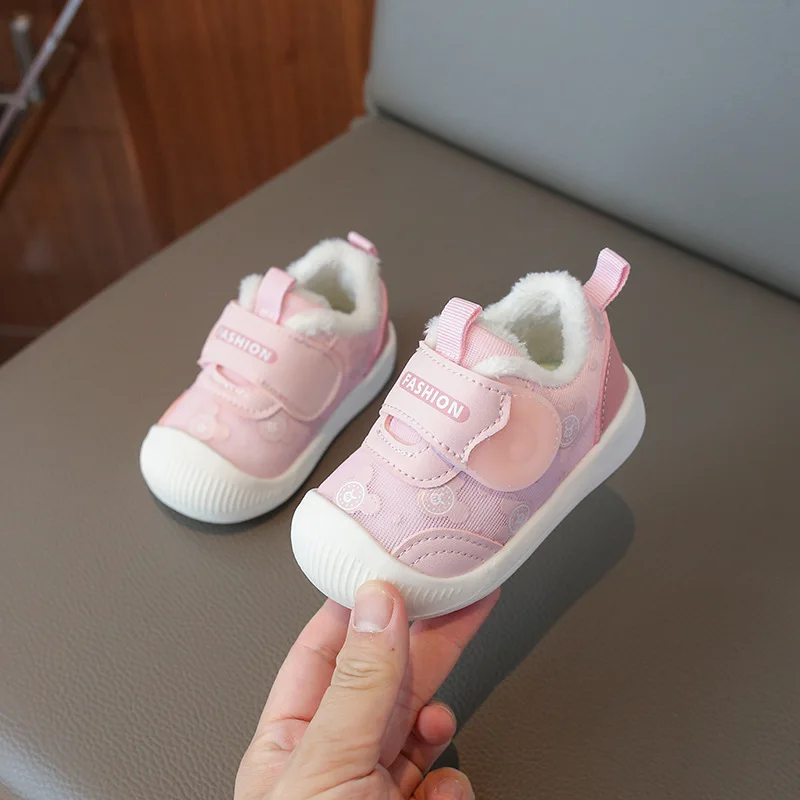 Cute Sweet Baby Shoes Autumn Winter Infant Warm Fur Shoes Newborn First Walkers Toddler Boy Girl Flexible Sneakers For Baby 3