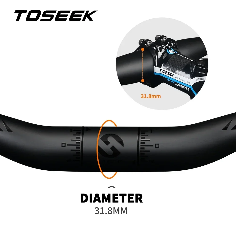 TOSEEK Full Carbon Mtb Handlebar 31.8mm Bicycle Handlebar 640/660/680/700/720/740/760mm Ultralight Mountain Bike Handlebars