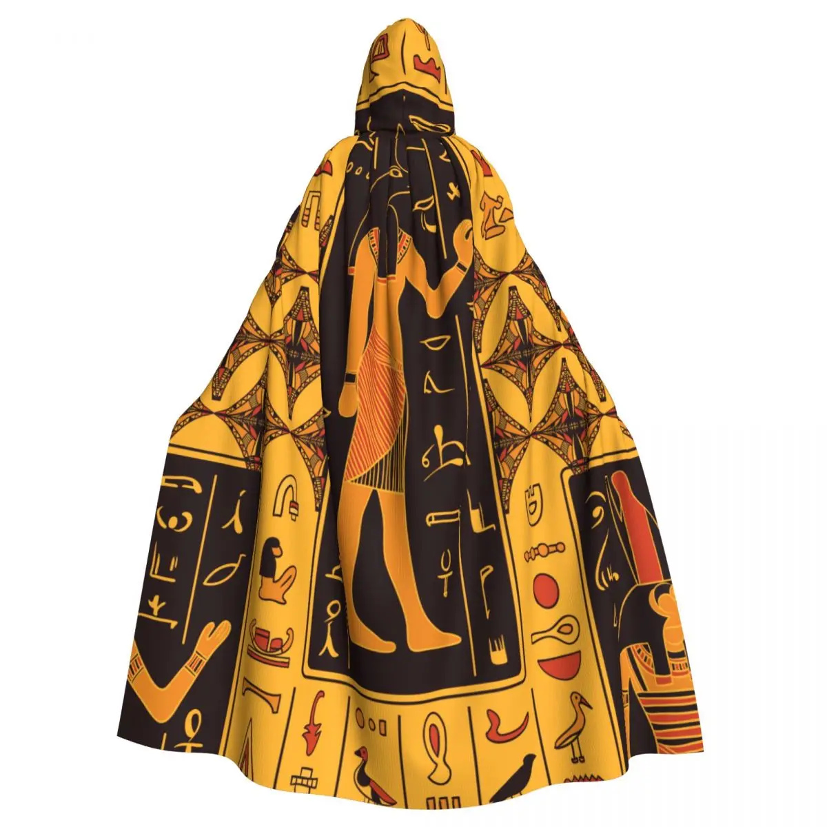 

Long Cape Cloak Retro Egyptian Gods And Ancient Egyptian Hieroglyphs Illustration Hooded Cloak Coat Autumn Hoodies