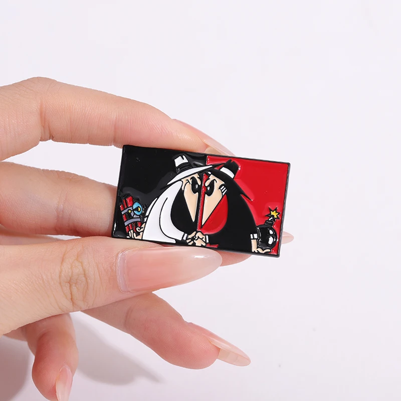 Comic Game Series Enamel Pins Black Spy White Spy A Comical Farce Brooches Lapel Badges Punk Jewelry Gift For Fans Friends
