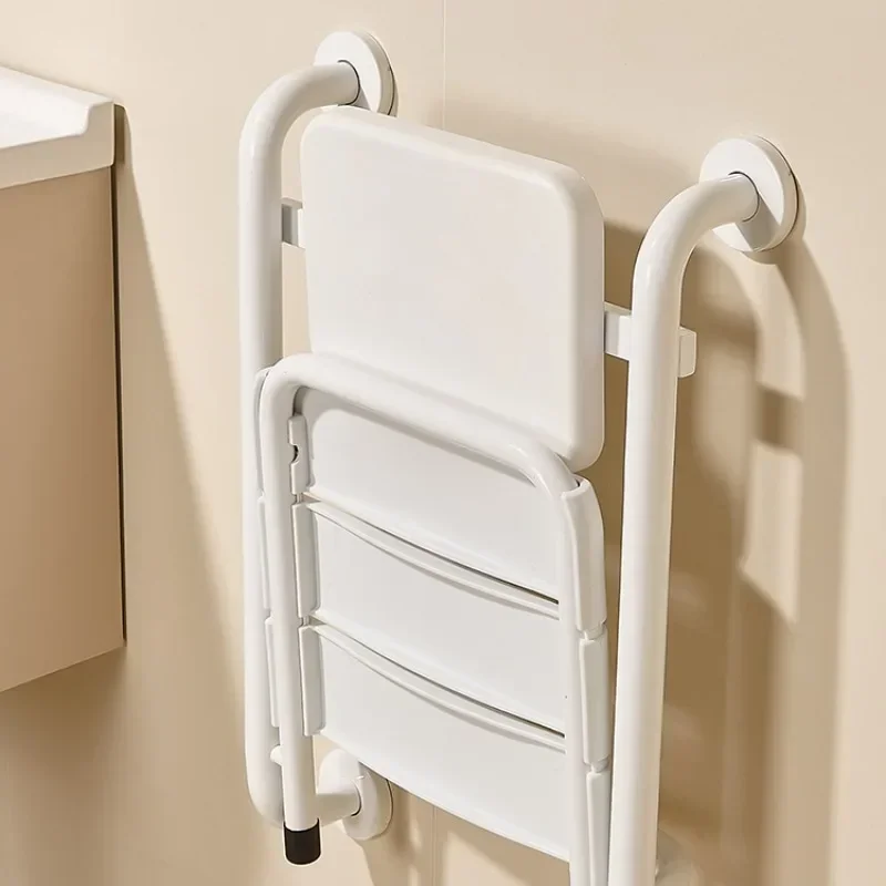 Non-slip Backrest Folding Stool Bathroom Chair Disability Aids, Wall Mounted Shower Seat, Bath Chairs Barrier Free Shower Stool 2