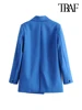 TRAF Women Chic Office Lady Double Breasted Blazer Vintage Coat Fashion Notched Collar Long Sleeve Ladies Outerwear Stylish Tops 2