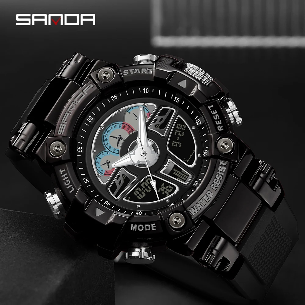 

SANDA 2023 Sports Military Men's Watches Luxury Digital Watch 50M Waterproof Quartz Wristwatch for Male Relogios Masculino 3156