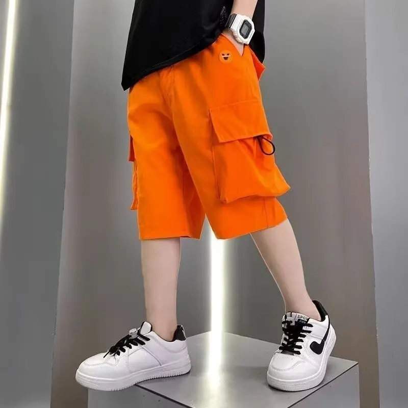 Summer Boys' Cotton Shorts Daily Casual Orange Sports Short Pants High Street Fashion Children's Clothes Boys Pants New