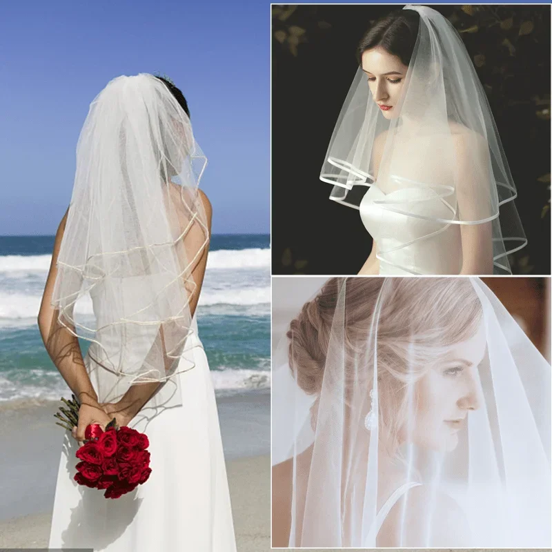 Solid Bridal Veil with Hair Comb Elegant Headwear Decorative Dress Accessories Wedding 1Pc