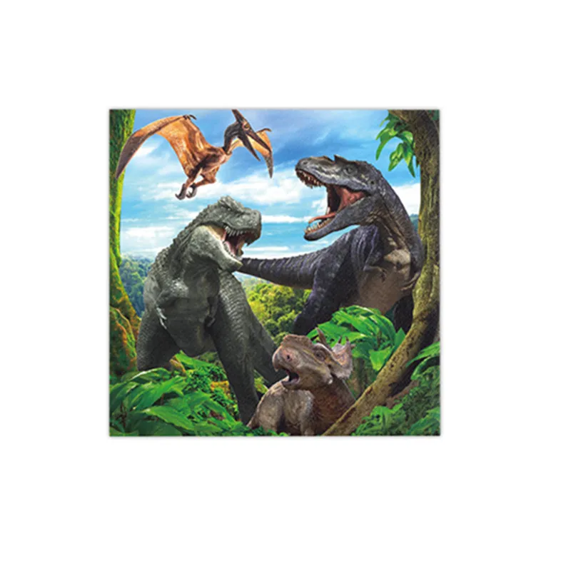 Jurassic World Dinosaur Tablecloth Party Table Covers Disposable Tableware Cup Plate Kids Birthday Balloon Banner Decor