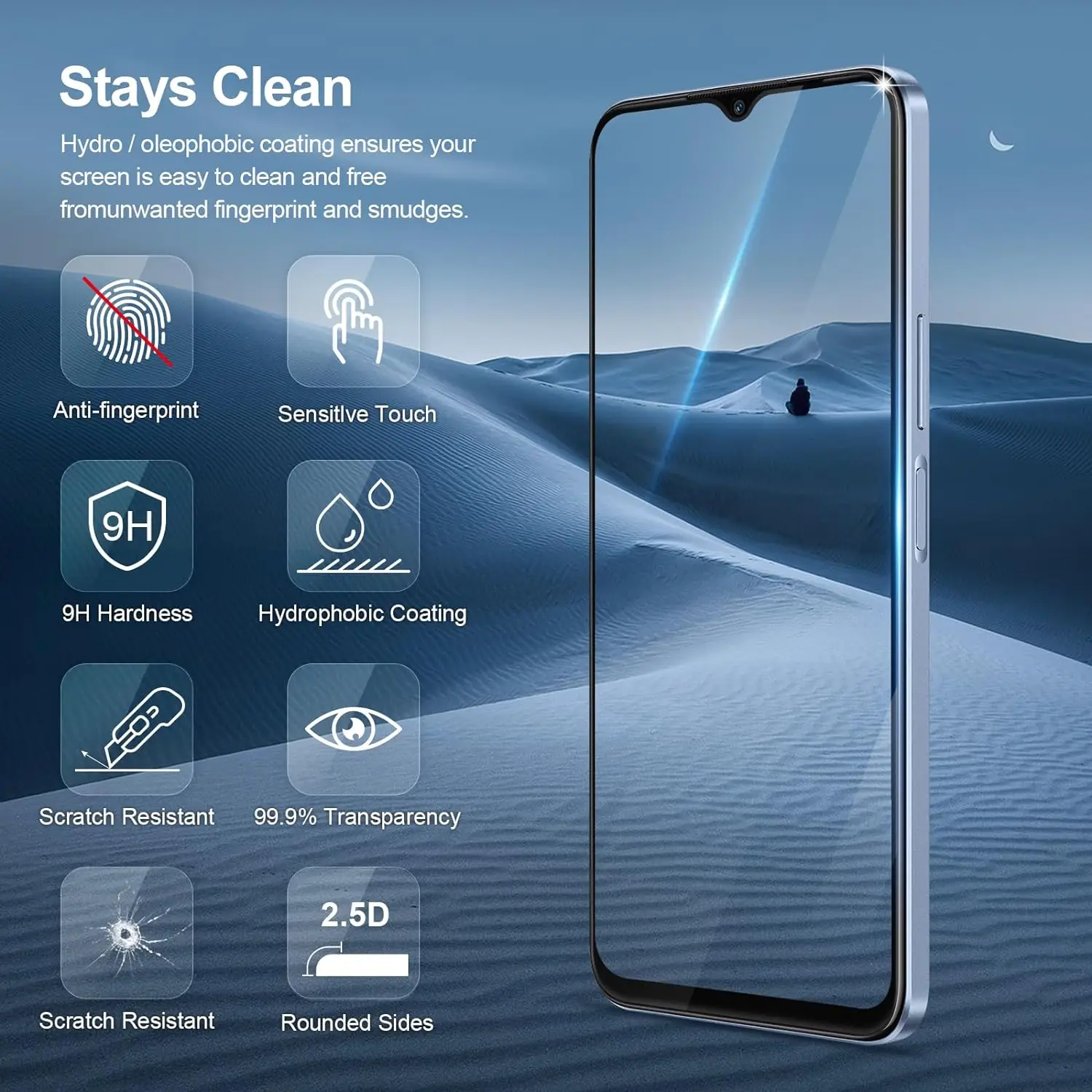 Premium Tempered Glass Screen Protector Film - 1/4 Pack
