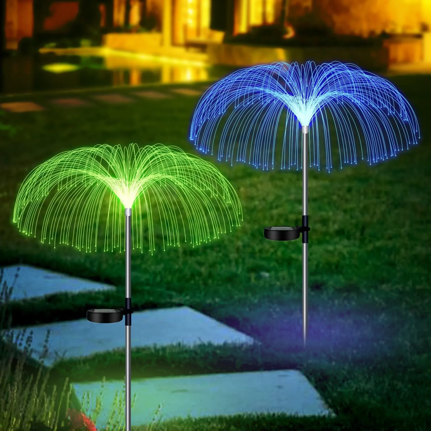 1/2/4PCS Outdoor Solar Garden Light Landscape Lighting Solar Jellyfish Fiber Optic Lights Fireworks Atmosphere Lamp for Yard Gar 5