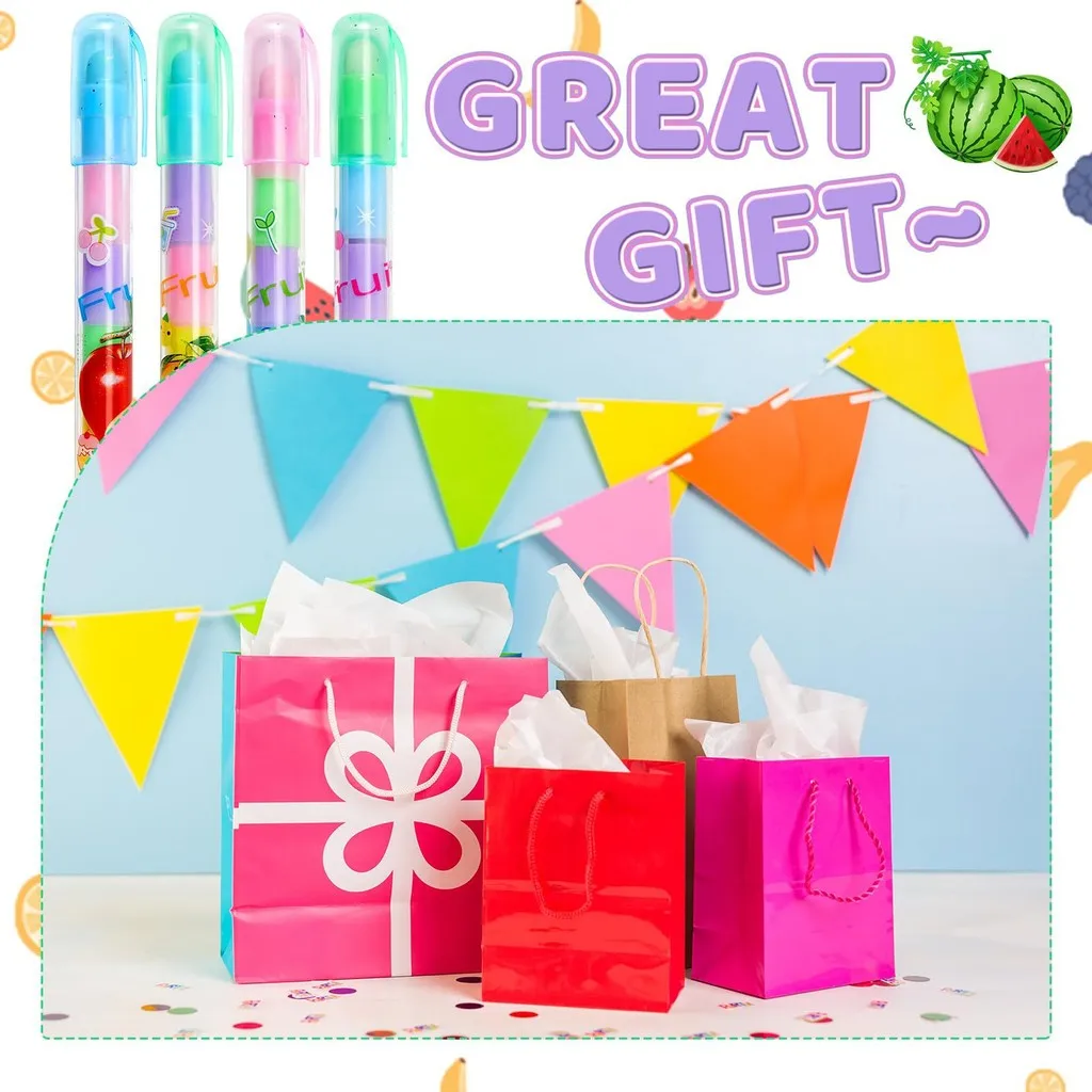 Pencil Eraser 1PCS Creative Fruit Multi Color Replacement Head Eraser 5-Section Bullet Head Pen Type Detachable
