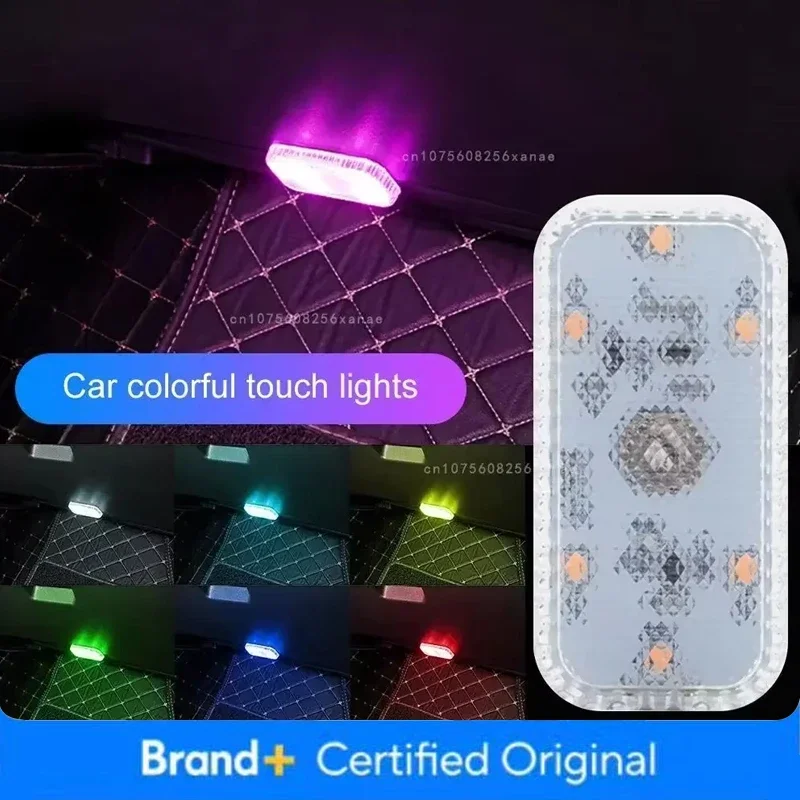 Car Interior Lights Finger Touch Sensor Mini LED Reading Lamp Wireless Touch Light USB Charging Auto Roof Atmosphere Lamp