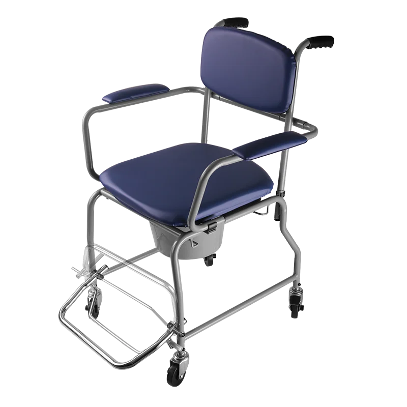 Folding Shower Commode Wheelchair - 300lbs Bedside Commode with Padded Seat, Waterproof Shower Chair with Arms Commode Toilet 4