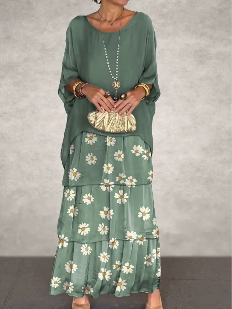 فستان نسائي أنيق من الشيفون أحادي اللون ، فتحة رقب...