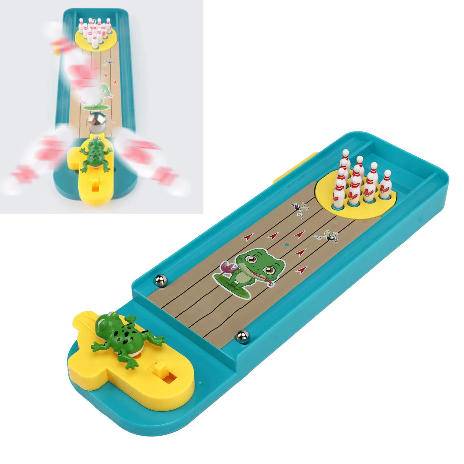 CartoonBowlingDeskGameToyMarbleGameToysParentchildInteractiveCatapultBallToyfor