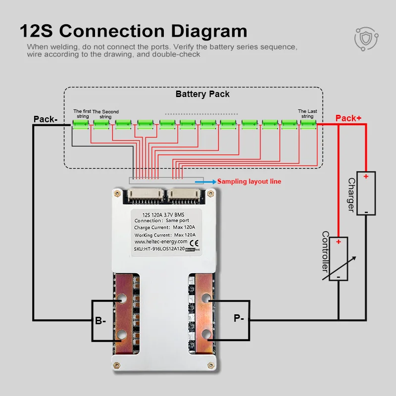 10S-16S 36V BMS 48V 60V 12S 13S 14S 80A 100A 120A 160A bms 3.7V Ternary lithium