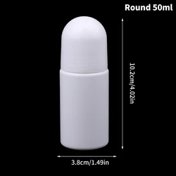 Empty Refillable Roller Bottles for Essential Oils and DIY Deodorant - 30ml to 100ml (Round50ml)