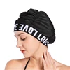 Women Pleated Swimming Caps Letters Love Printed Bathing Hat Adults Swim Pool Hot Spring Spa Comfortable Protect Long Hair Ears 1