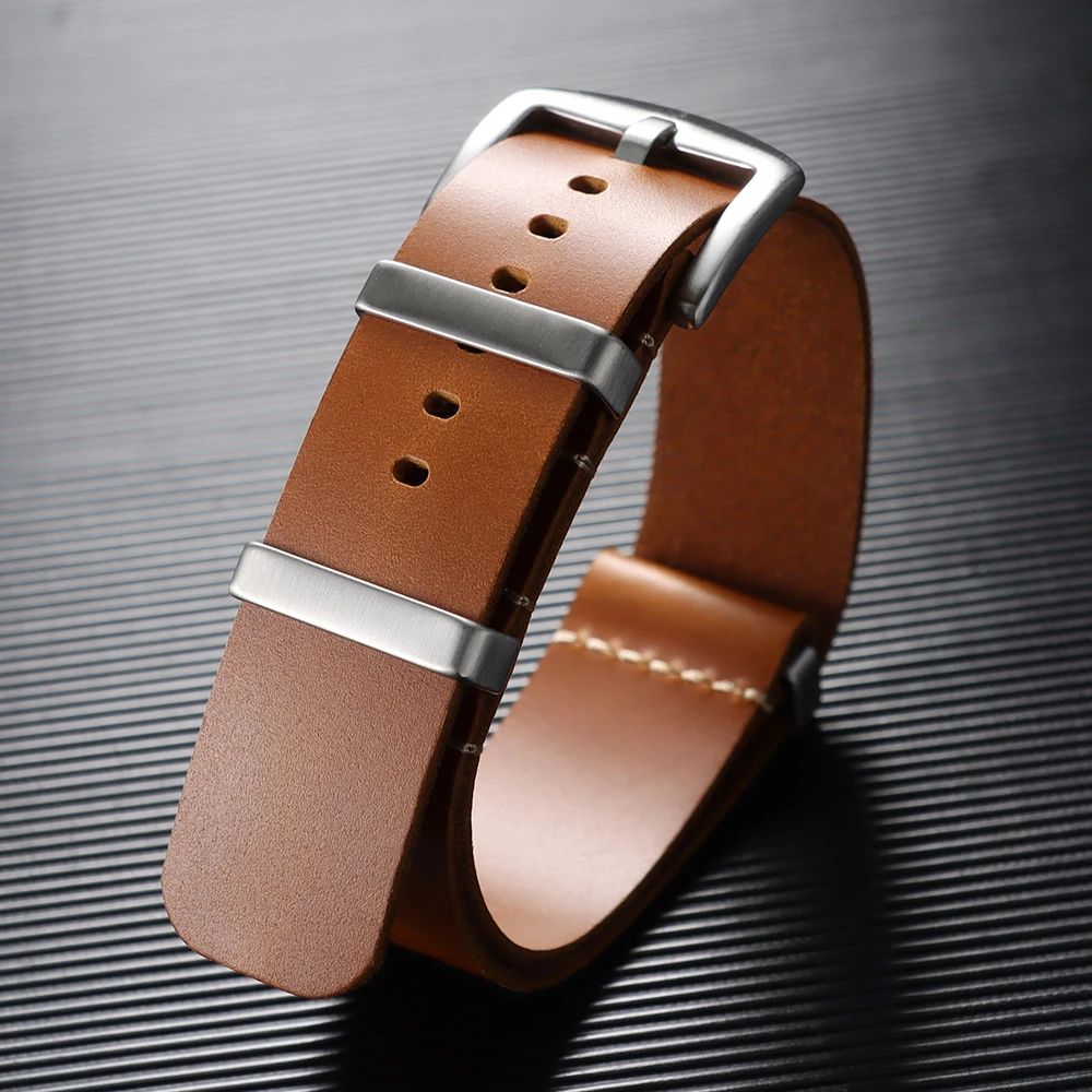 Premium Genuine Leather Watch Strap – One-Piece Adjustable Band, Replacement Accessory
