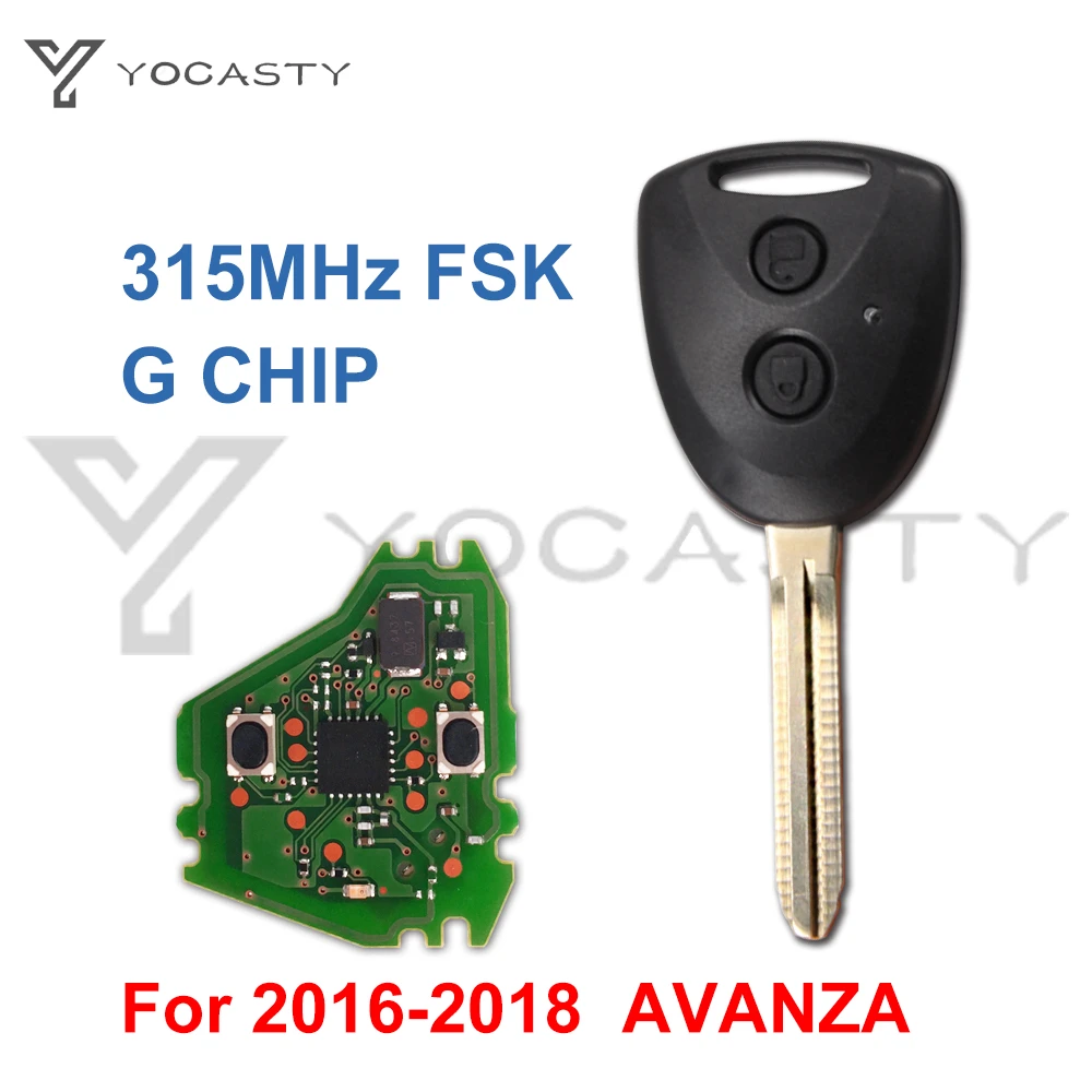 YOCASTY 2 Button Remote Car Key 315MHz Fob for Toyota AVANZA 2016 2017 2018 with G Chip No Mark ignition coil