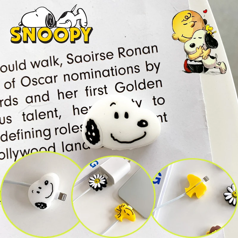 Snoopy Data Cable Protective Case Cartoon Anime Mobile Phone Data Cable Anti Break Charger Cover Data Line Bite Ornamentation