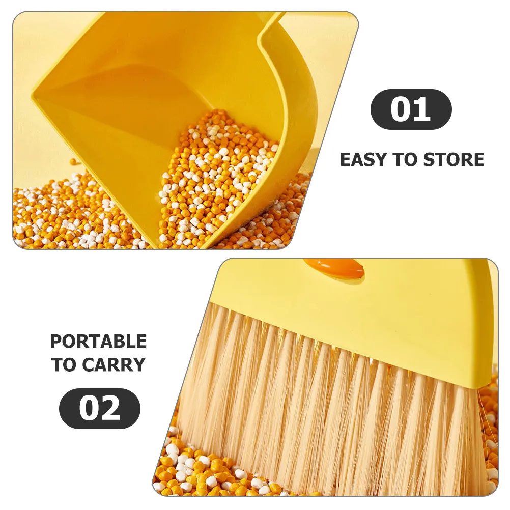 1세트 어린이 가사 청소 도구 세트, 컴팩트한 빗자루, 쓰레받이, 걸레, 어린이 정리놀이 및 학습을 위한 밝고 재미있는 디자인