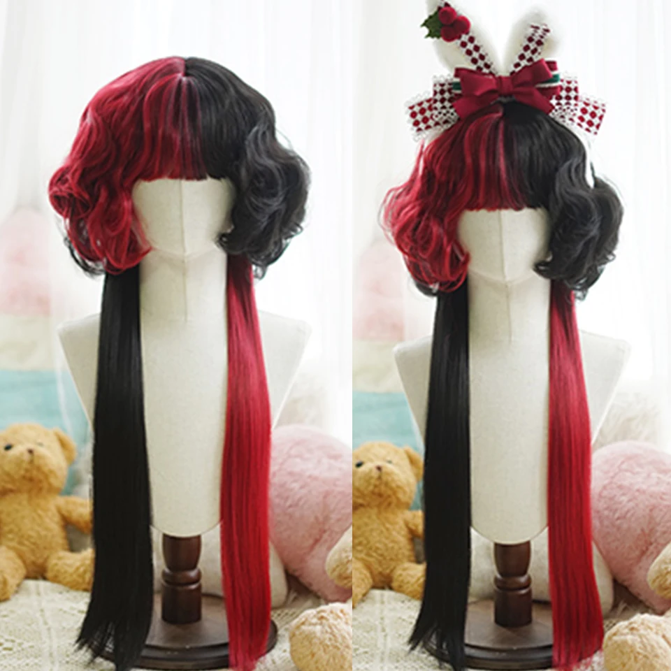 Synthetic Black White Cosplay Wig for Women Daily Party