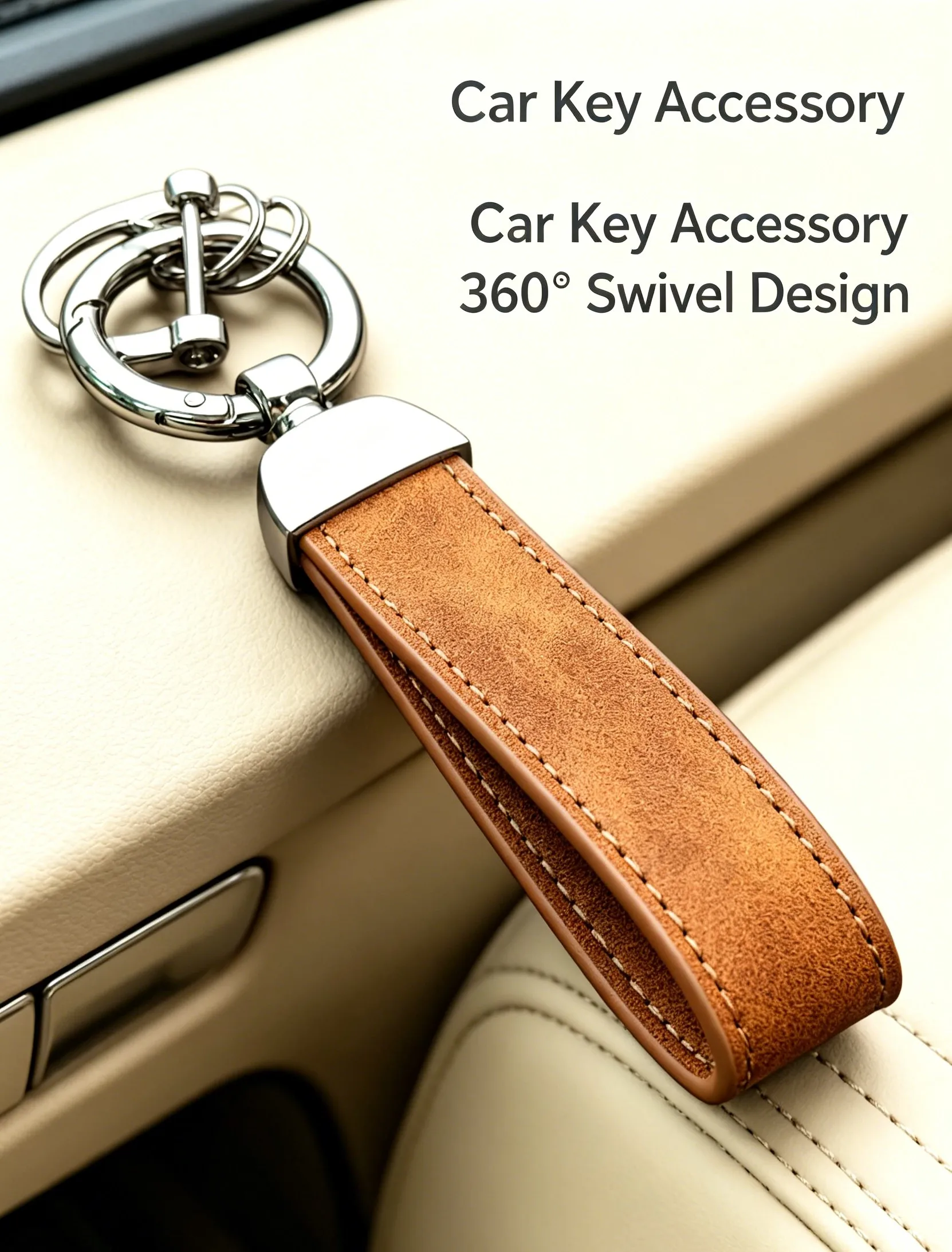 Personalized Crazy Horse Leather Car Ornament Keychain Pendant Charm Gift
