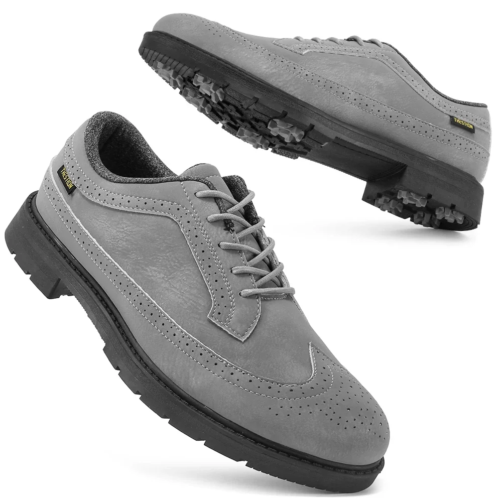 Men Professional Golfer Shoes Retro Classic Brogue Style Spikes