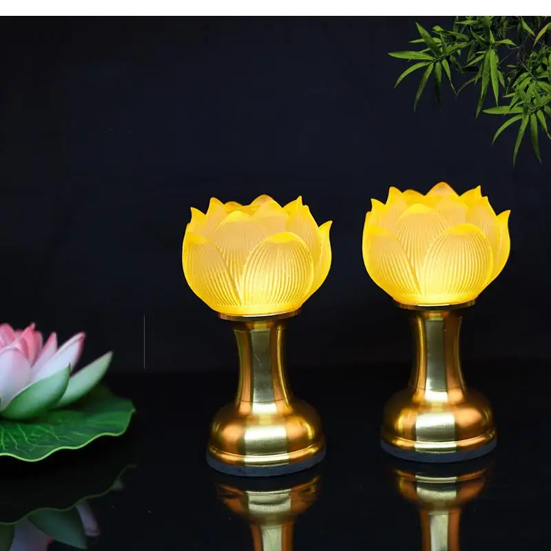 Charge Plug In Coloured Glass Lamp LED Buddha God of Wealth Temple Pray Household Crystal Ever Burning