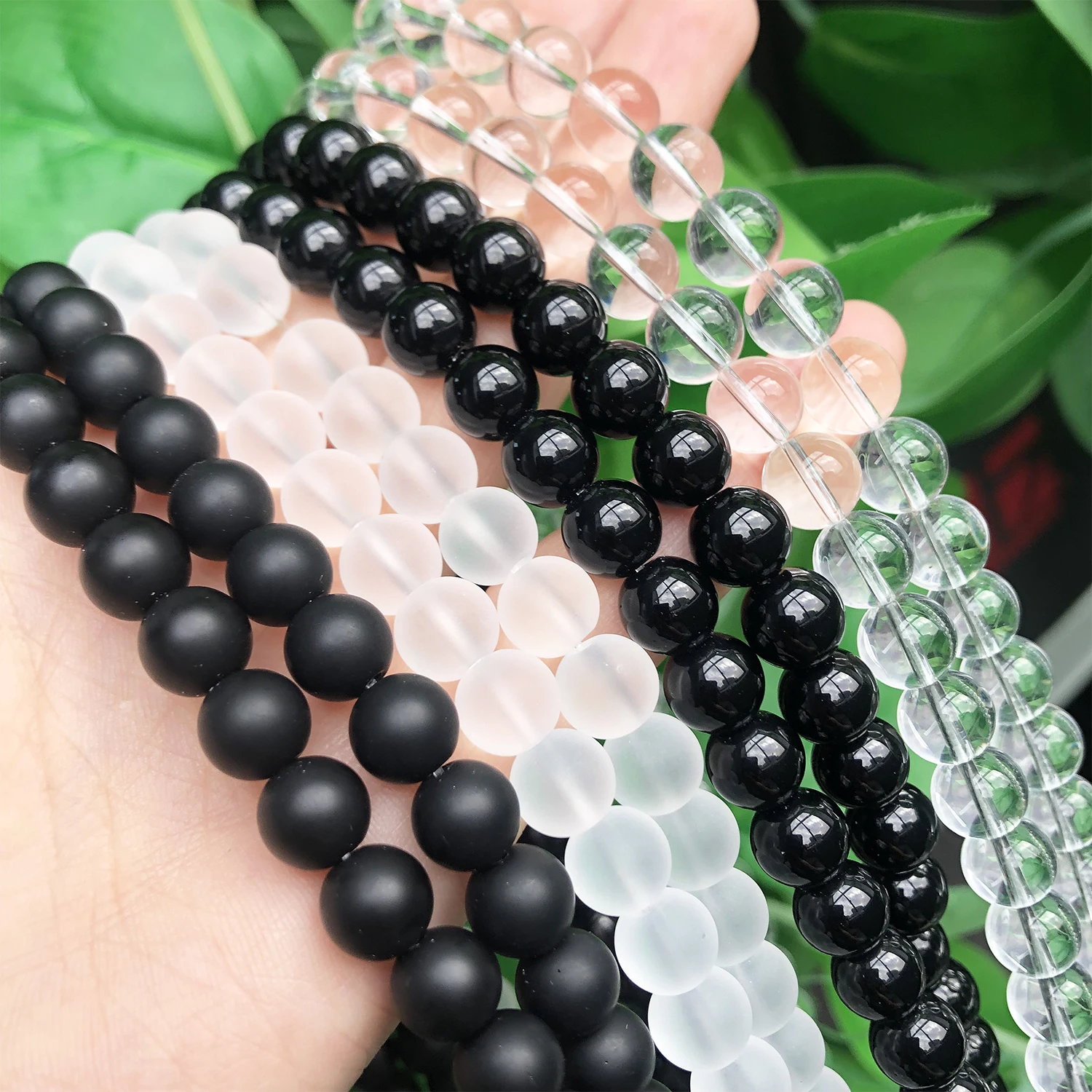 Wholesale 2-8mm Black White Glass Crystal Beads Charms Round Loose Spacer  Beads For Jewelry Making Handmade Bracelet Accessories