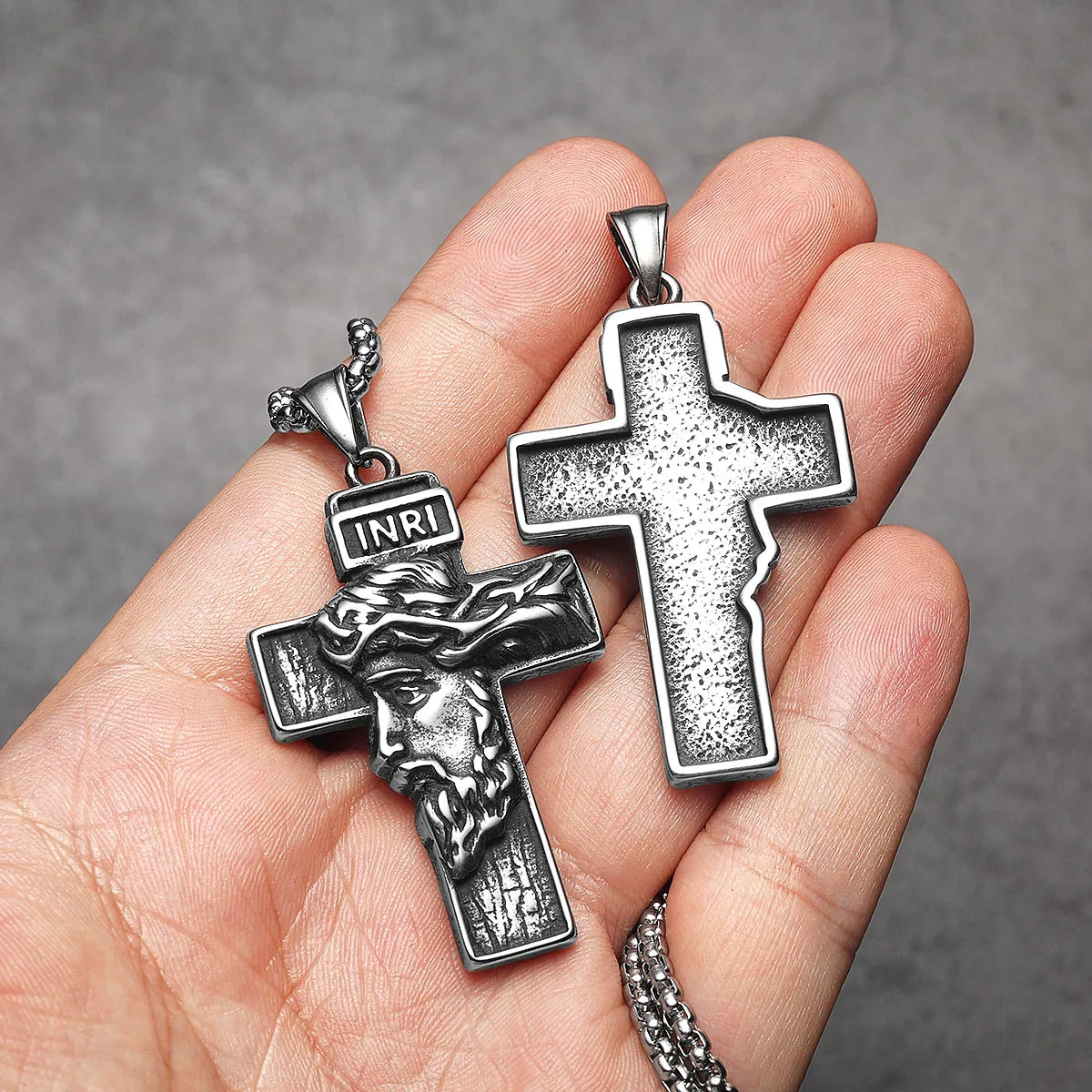 Chainsaw Man Cofanetto Collana Uomo Con Ciondolo Croce In Acciaio Inox - Catena A Corda 23 Pollici, Chiusura A Granchio, Tema Religioso Gesù Cristo Ciondolo Croce Cristiano - Foto 3