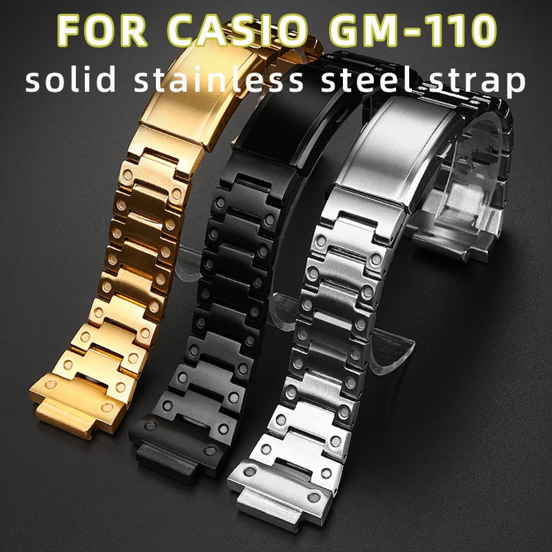 

16mm Stainless Steel Watchband Wrist Belt Bracelet Silver For G-Shock GM110 GM-110B GM-110G Watch Accessories