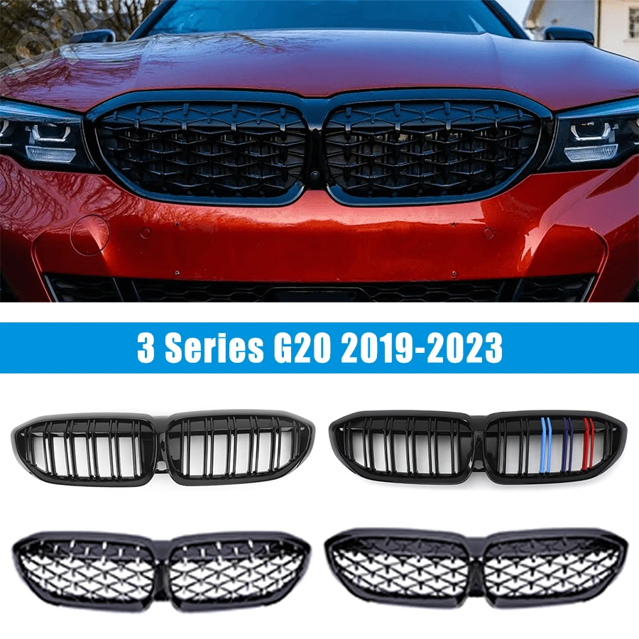 

Front Kidney Grill Sports M Style for BMW 3 Series G20 Grille BLACK Diamond 318i 320i M340i M3 2019 2020 2021 2022 2023