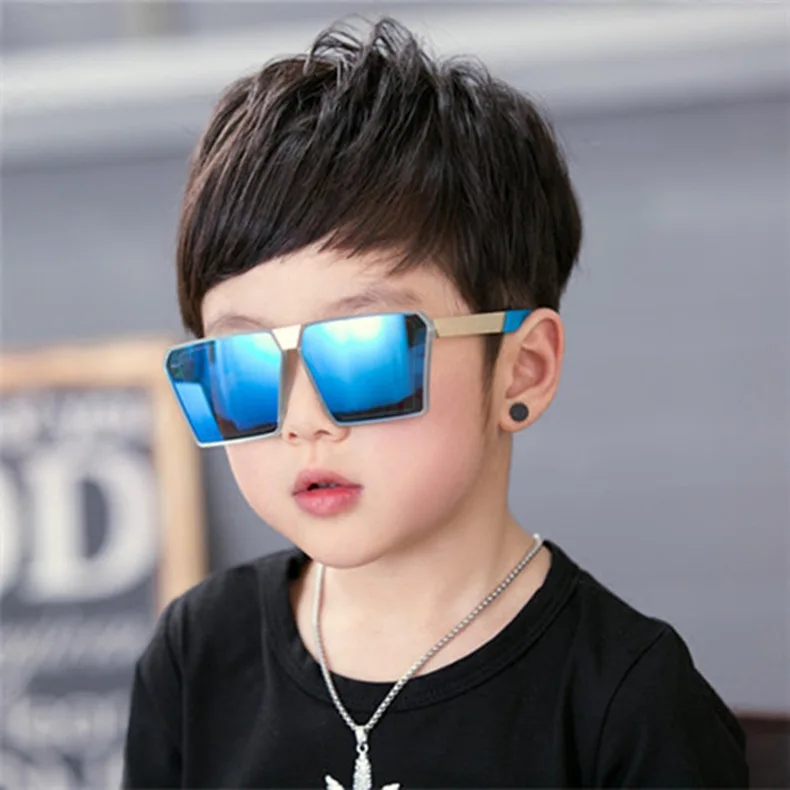 

Classic Square Sunglasses Girls Boys Colorful Mirror Children Glasses Concave Shape Anti-UV Street Beat Kid Oculos Gafas De Sol