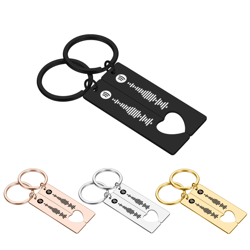 Gift for Dad Mom Couple Anniversary Birthday Gift Ideas Keyring Custom Spotify Song Engraved Keychain Personalized Metal Keychain Accessoires Sleutelhangers & Keycords Sleutelhangers 
