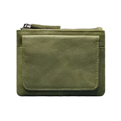 RFID Blocking Genuine Leather Men's Wallet - Stylish Compact Card & Coin Purse (Green)