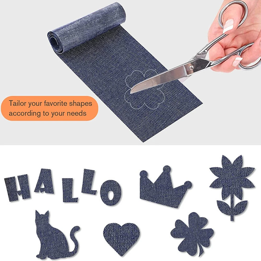 Denim Repair Iron-On Patches, Black & Blue Rectangle