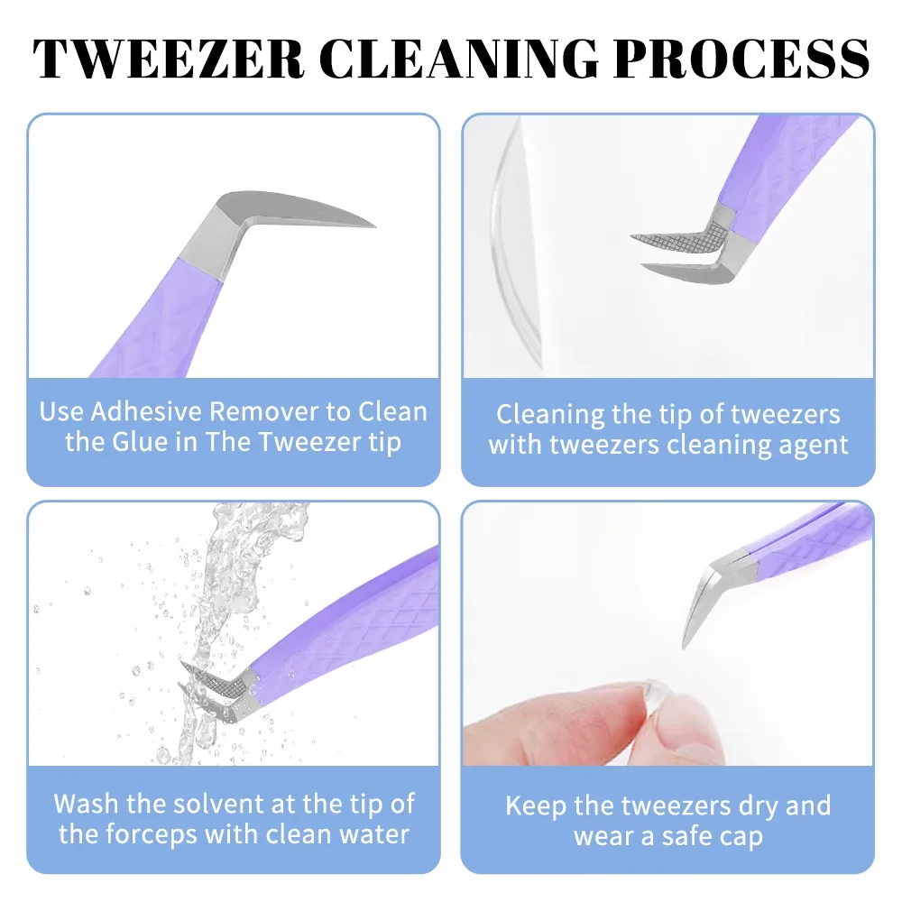 Professional Stainless Steel Eyelash Tweezers Set