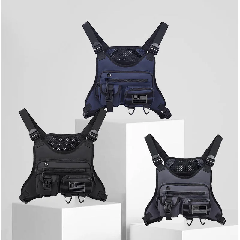 Tactical Outdoor Sports Vest Gun Holster Chest Pack Mens Chest Bag